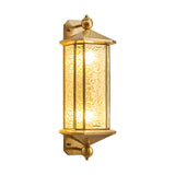 Mid Century Modern Copper Outdoor Wall Sconce with Water Glass Shade and 3 Color Dimming Modes