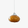 Mid Century Modern Dark Orange Glass Oval Persimmon Pendant Light Chrome Finish