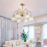 Mid Century Modern Frosted Glass Ice Cream Chandelier for Dining Room Lighting