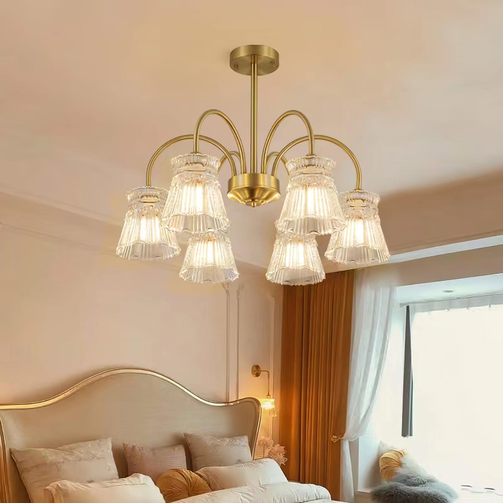 Mid Century Modern Frosted Glass Ice Cream Chandelier for Dining Room Lighting