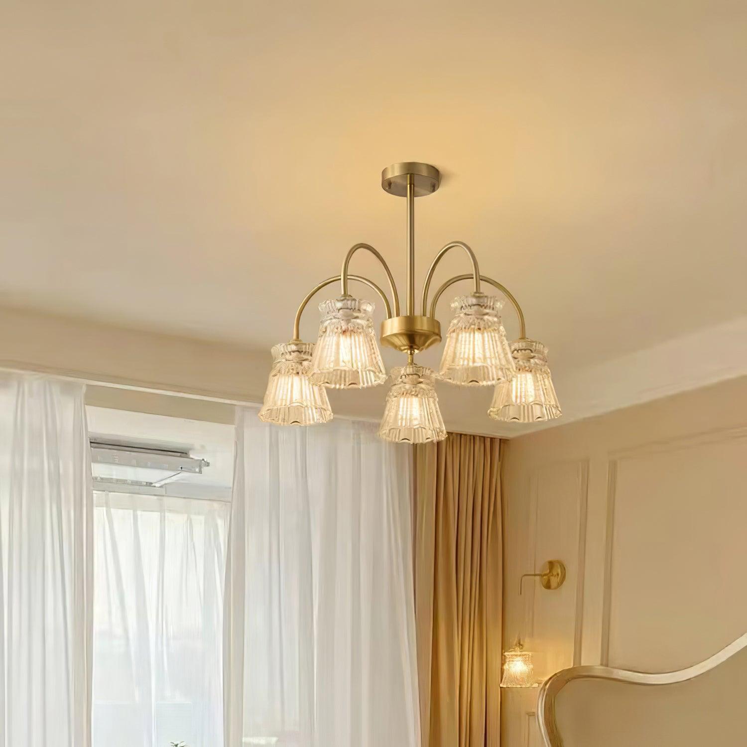 Mid Century Modern Frosted Glass Ice Cream Chandelier for Dining Room Lighting