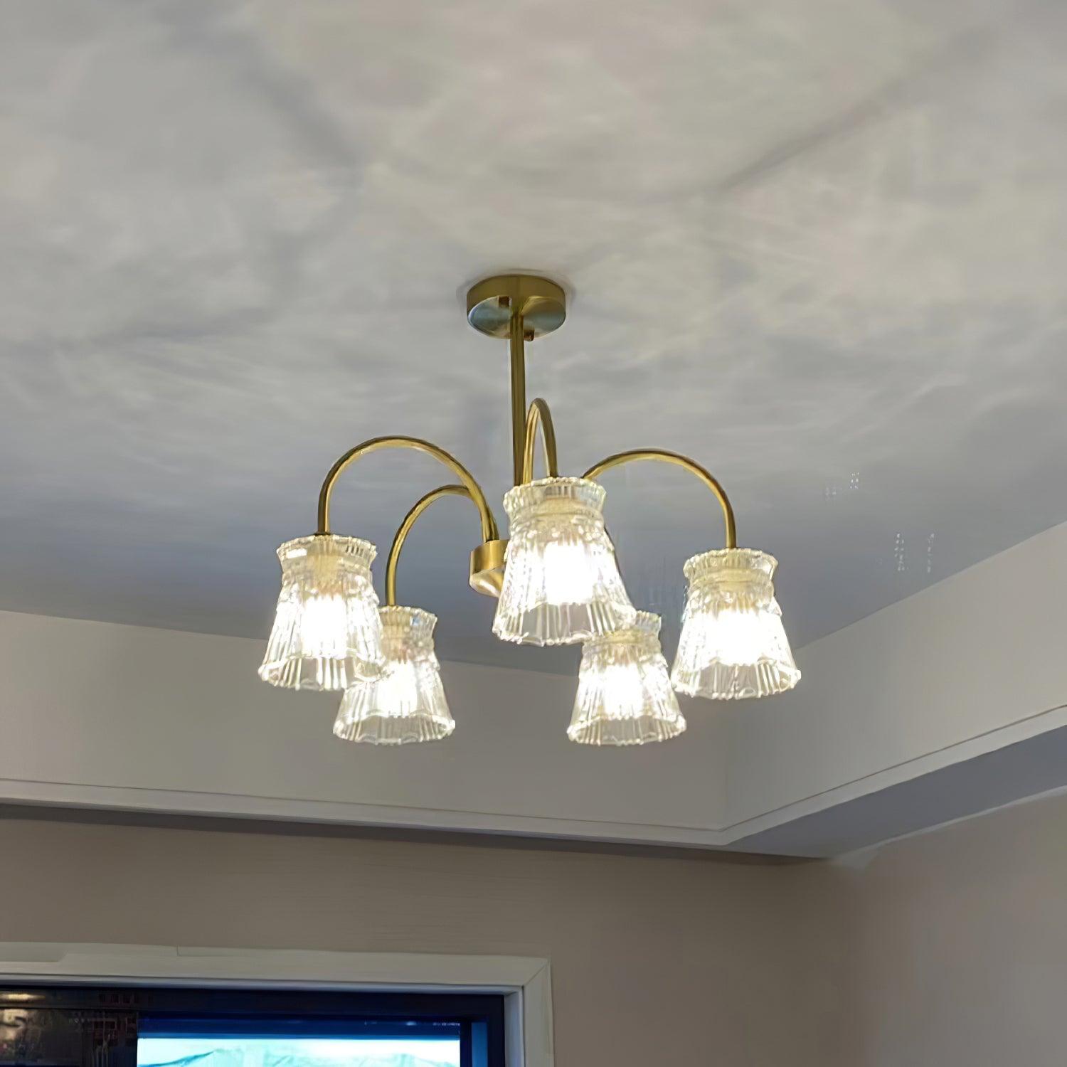Mid Century Modern Frosted Glass Ice Cream Chandelier for Dining Room Lighting