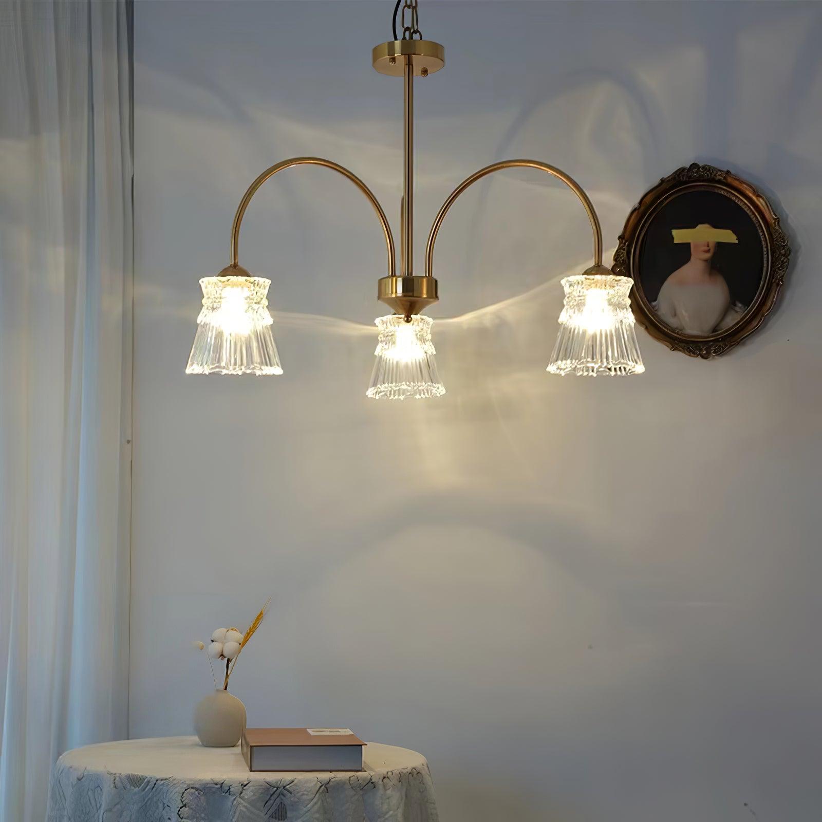 Mid Century Modern Frosted Glass Ice Cream Chandelier for Dining Room Lighting