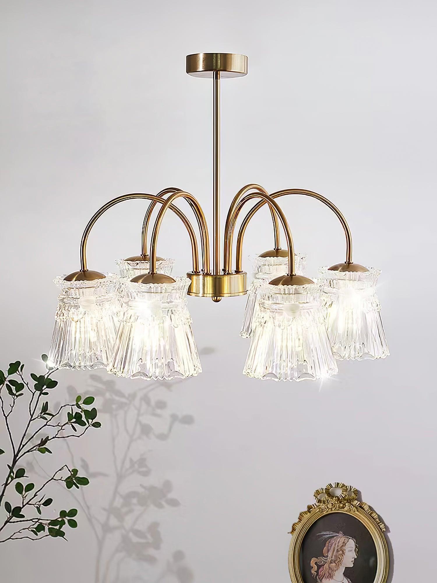 Mid Century Modern Frosted Glass Ice Cream Chandelier for Dining Room Lighting