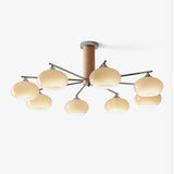 Mid Century Modern Glass Persimmon Chandelier Elliptical Pendant Light Fixture
