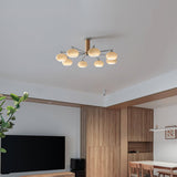 Mid Century Modern Glass Persimmon Chandelier Elliptical Pendant Light Fixture