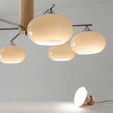 Mid Century Modern Glass Persimmon Chandelier Elliptical Pendant Light Fixture