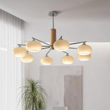 Mid Century Modern Glass Persimmon Chandelier Elliptical Pendant Light Fixture