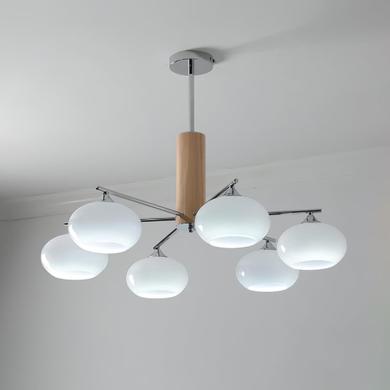 Mid Century Modern Glass Persimmon Chandelier Elliptical Pendant Light Fixture