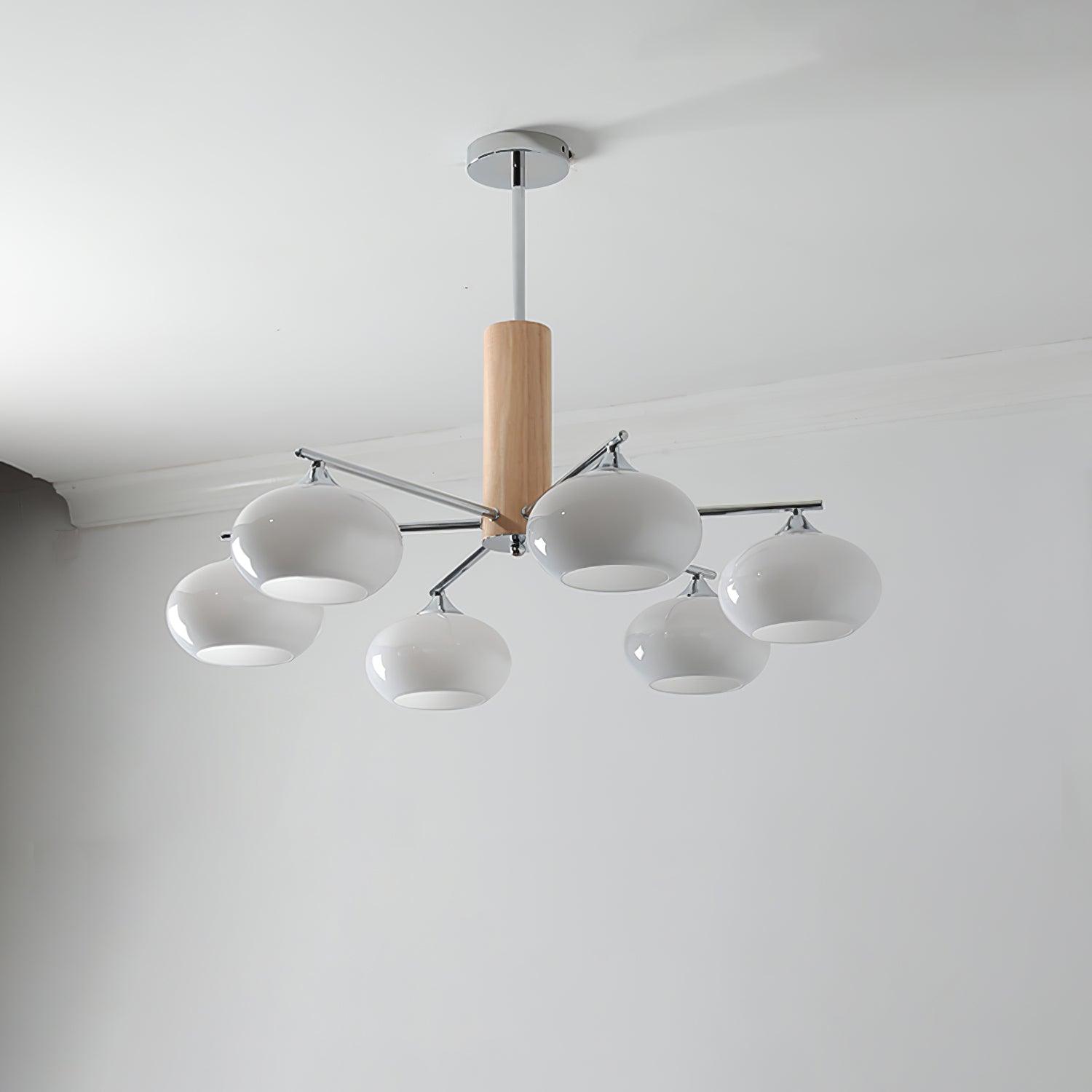 Mid Century Modern Glass Persimmon Chandelier Elliptical Pendant Light Fixture