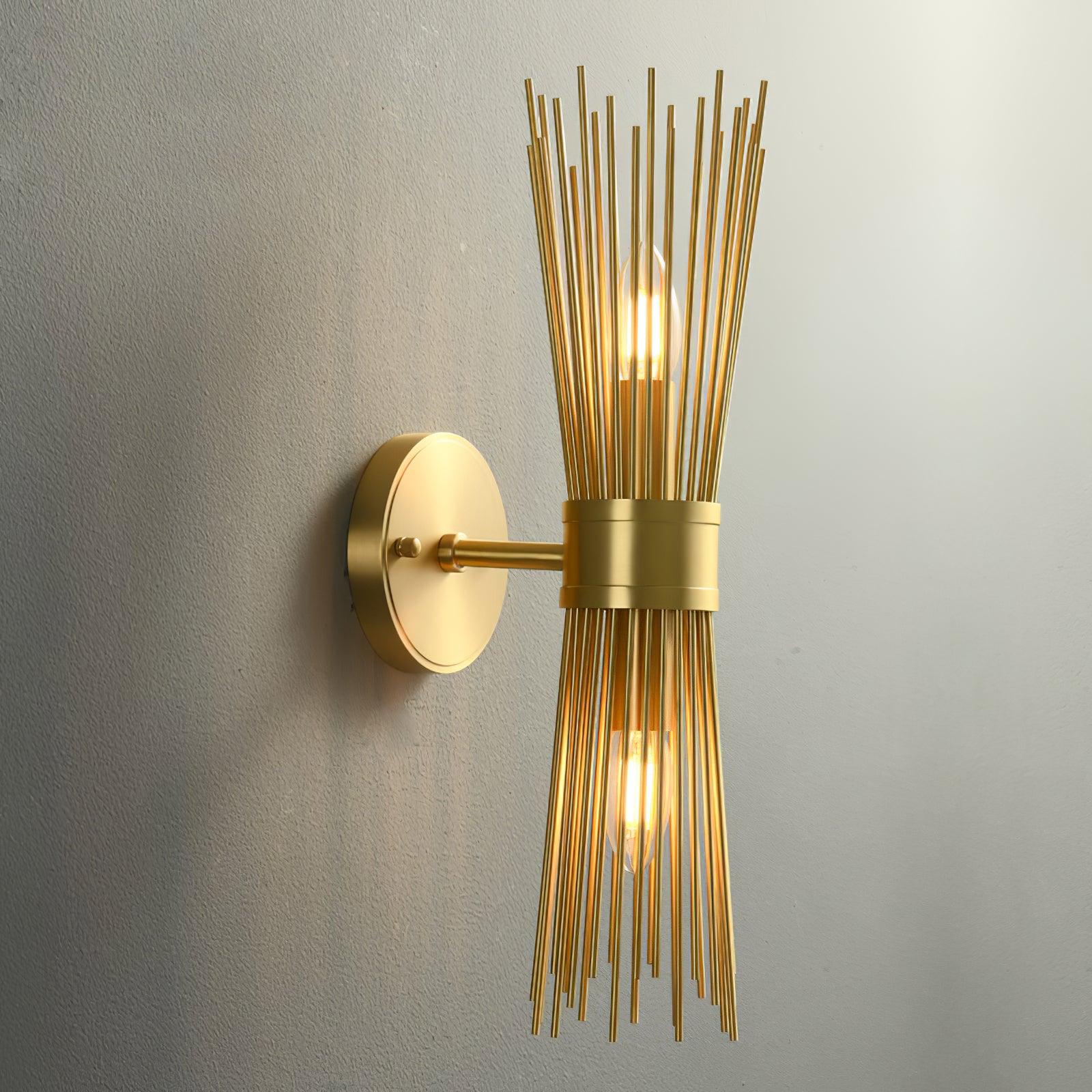 Mid Century Modern Gold Brass Candle Wall Sconce Set of 2 Indoor Wall Light