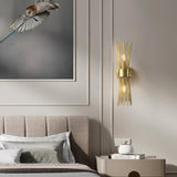 Mid Century Modern Gold Brass Candle Wall Sconce Set of 2 Indoor Wall Light
