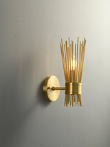 Mid Century Modern Gold Brass Candle Wall Sconce Set of 2 Indoor Wall Light