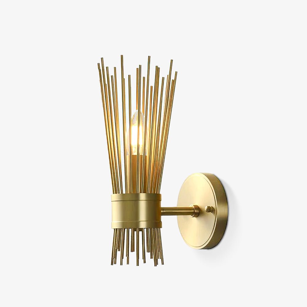 Mid Century Modern Gold Brass Candle Wall Sconce Set of 2 Indoor Wall Light