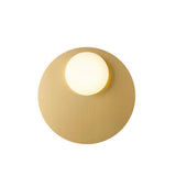 Mid Century Modern Nodes Geometric Wall Sconce with Milk Glass Globe and Metal Disc Lighting