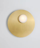 Mid Century Modern Nodes Geometric Wall Sconce with Milk Glass Globe and Metal Disc Lighting