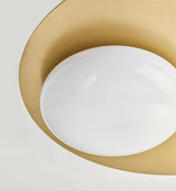 Mid Century Modern Nodes Geometric Wall Sconce with Milk Glass Globe and Metal Disc Lighting