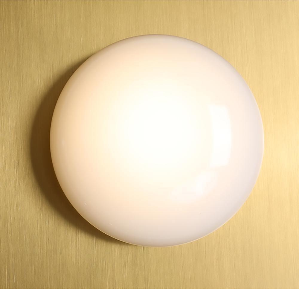 Mid Century Modern Nodes Geometric Wall Sconce with Milk Glass Globe and Metal Disc Lighting