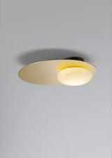 Mid Century Modern Nodes Geometric Wall Sconce with Milk Glass Globe and Metal Disc Lighting