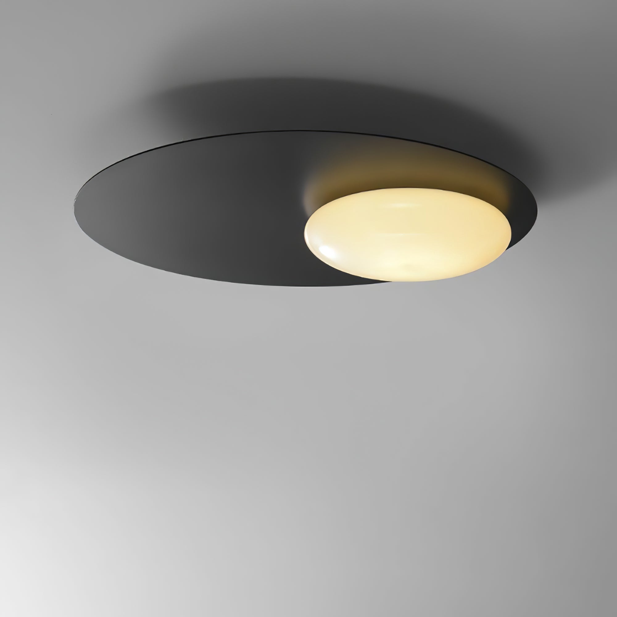 Mid Century Modern Nodes Geometric Wall Sconce with Milk Glass Globe and Metal Disc Lighting
