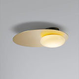 Mid Century Modern Nodes Geometric Wall Sconce with Milk Glass Globe and Metal Disc Lighting