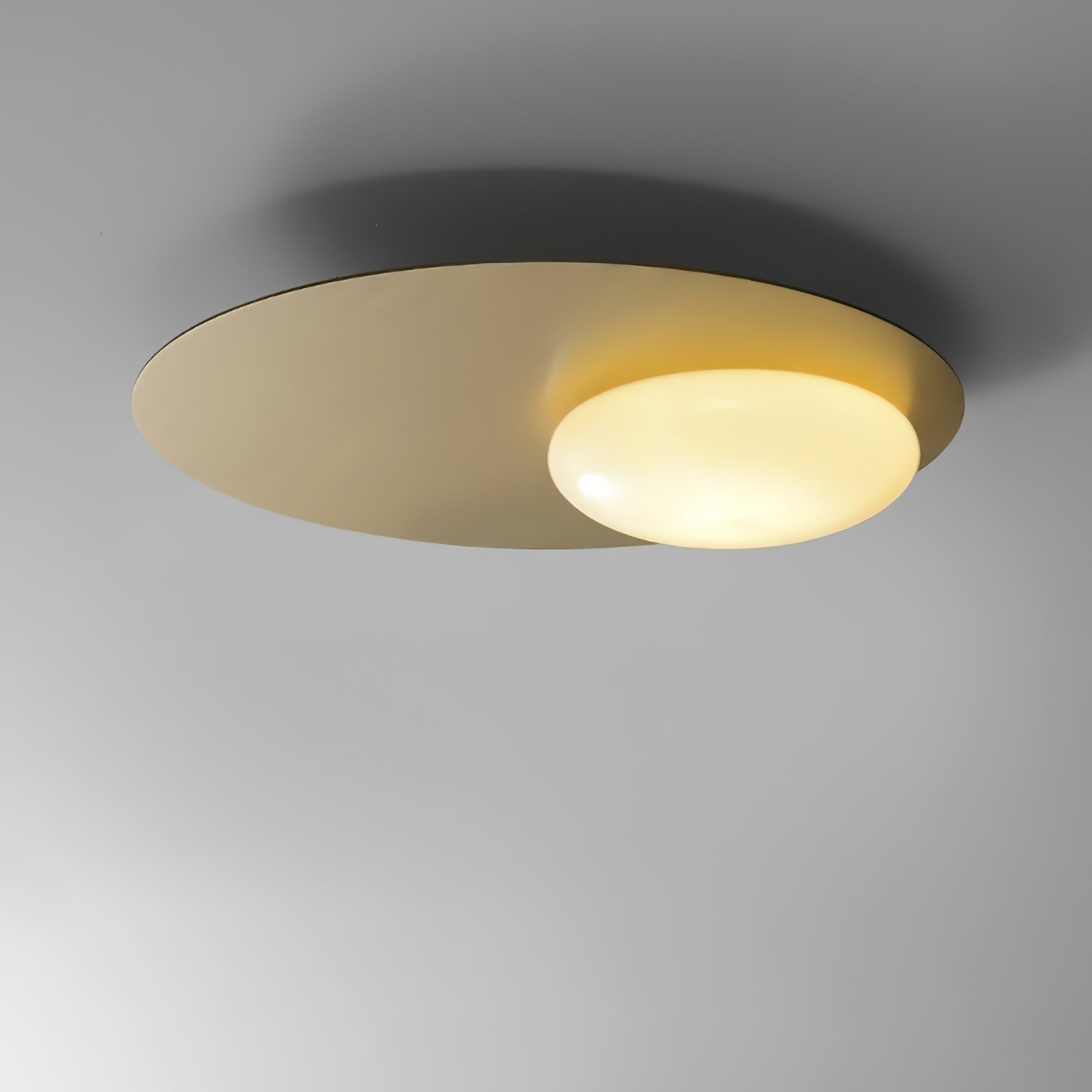 Mid Century Modern Nodes Geometric Wall Sconce with Milk Glass Globe and Metal Disc Lighting