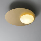 Mid Century Modern Nodes Geometric Wall Sconce with Milk Glass Globe and Metal Disc Lighting
