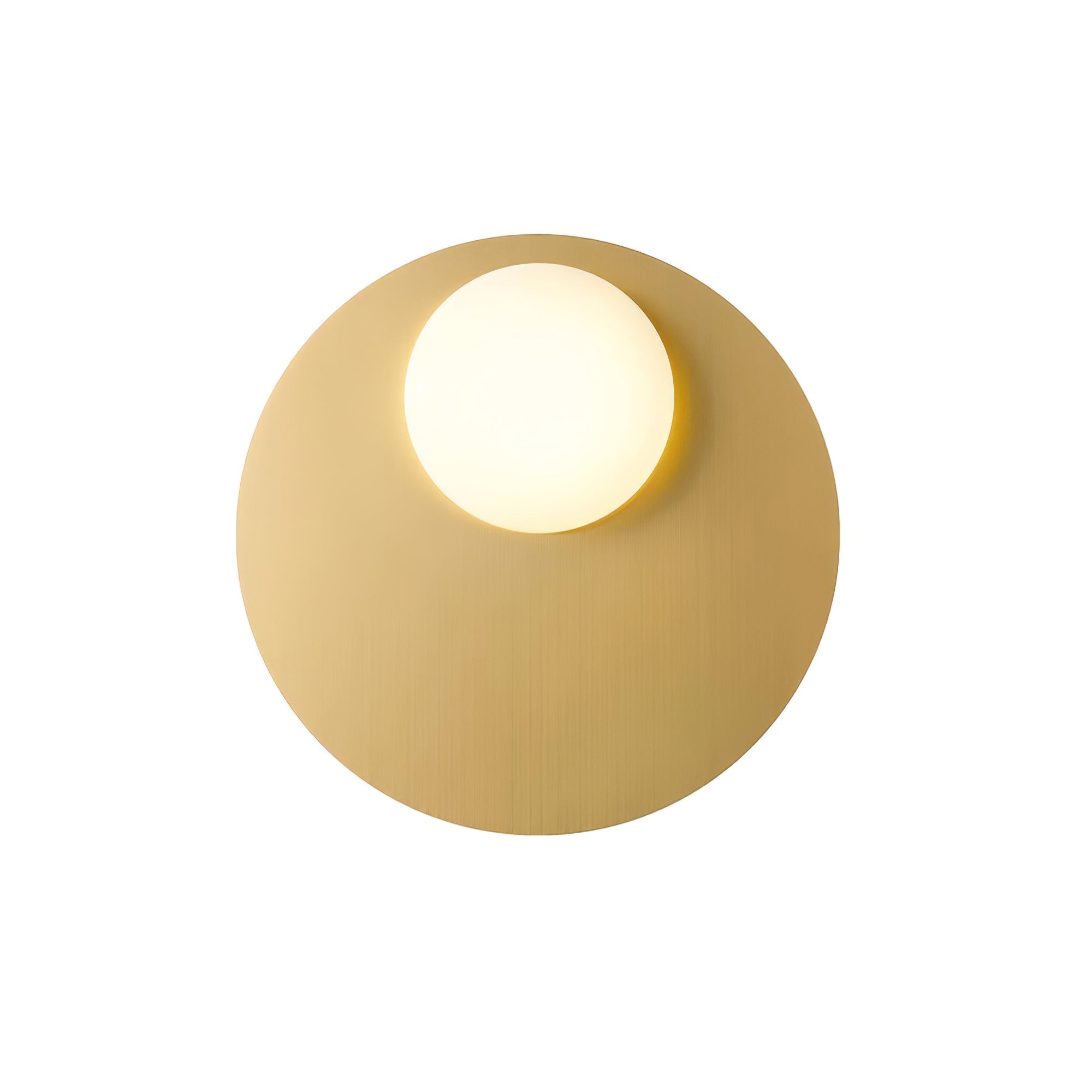 Mid Century Modern Nodes Geometric Wall Sconce with Milk Glass Globe and Metal Disc Lighting