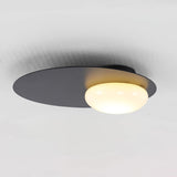Mid Century Modern Nodes Geometric Wall Sconce with Milk Glass Globe and Metal Disc Lighting