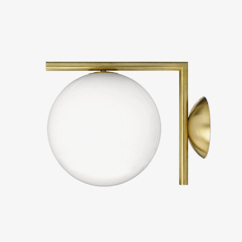 Mid Century Modern Opal Glass Globe Wall Sconce Lamp in Black and Gold