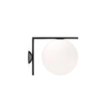 Mid Century Modern Opal Glass Globe Wall Sconce Lamp in Black and Gold
