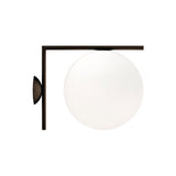 Mid Century Modern Opal Glass Globe Wall Sconce Lamp in Black and Gold