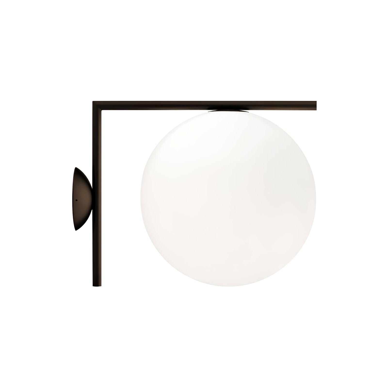 Mid Century Modern Opal Glass Globe Wall Sconce Lamp in Black and Gold