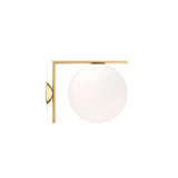Mid Century Modern Opal Glass Globe Wall Sconce Lamp in Black and Gold