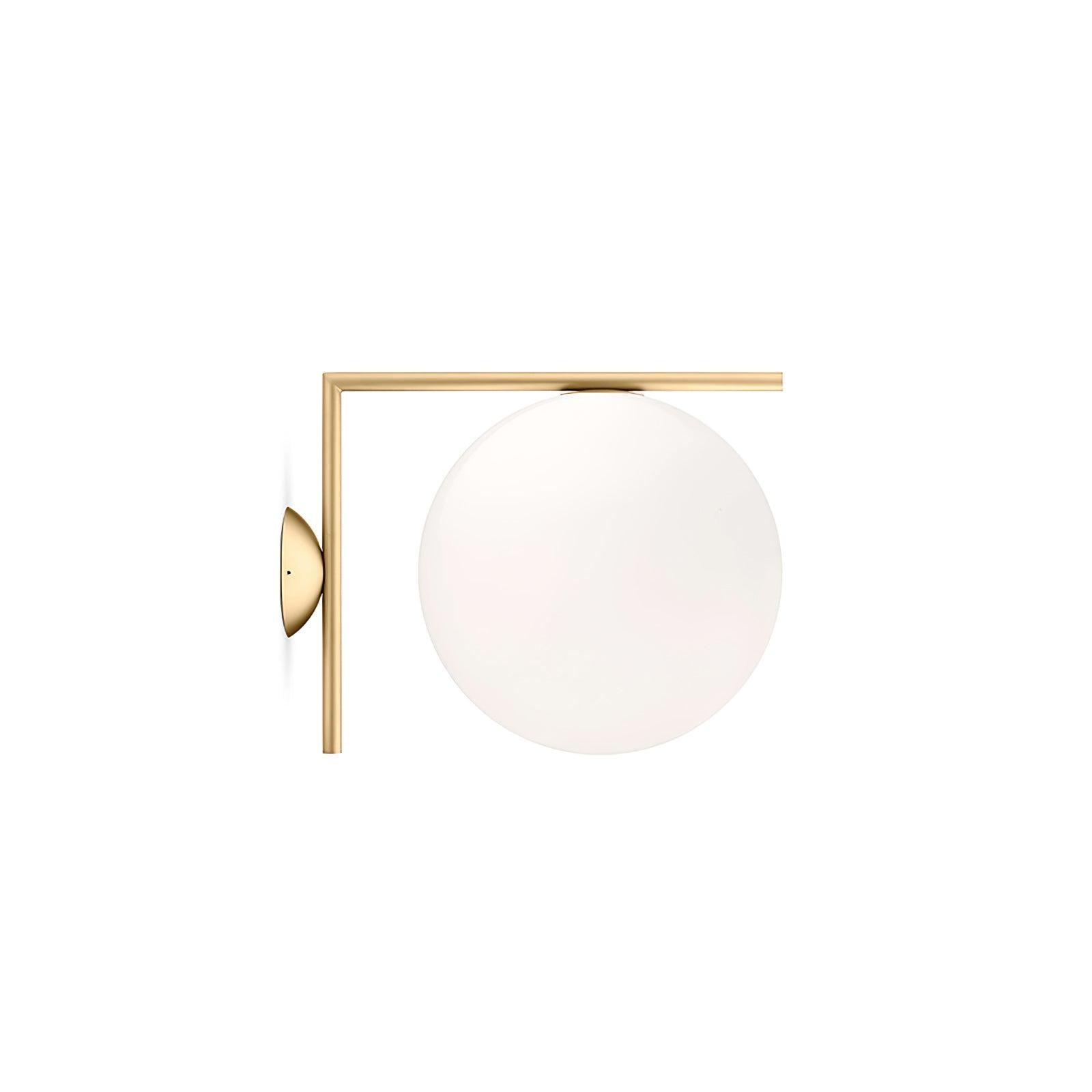 Mid Century Modern Opal Glass Globe Wall Sconce Lamp in Black and Gold