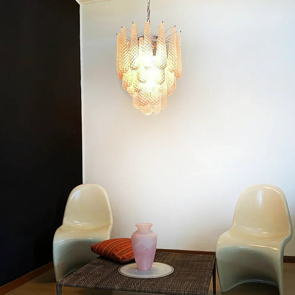 mid-century-modern-pink-glass-petal-pendant-light-vintage-murano-style-chandelier