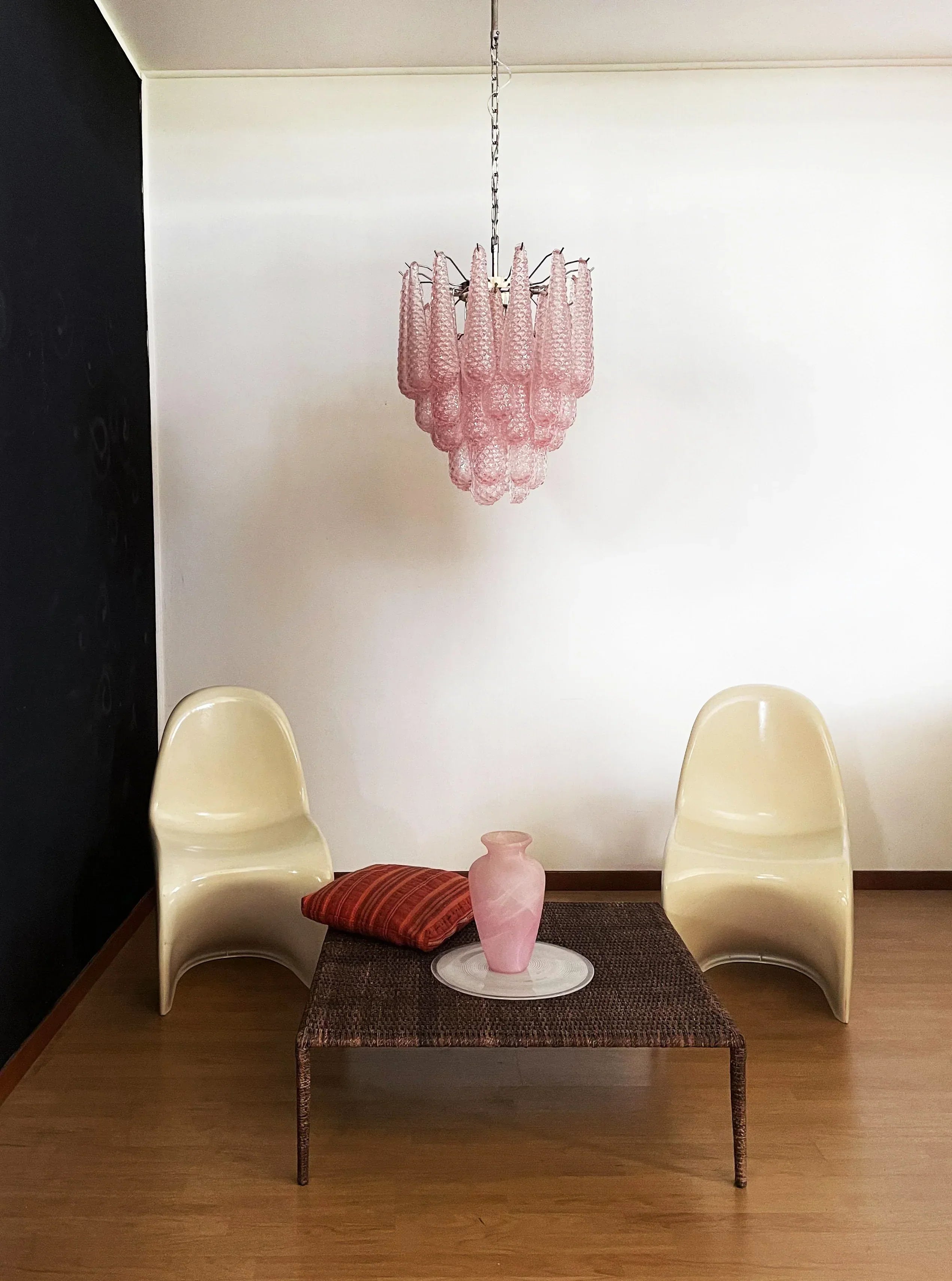 mid-century-modern-pink-glass-petal-pendant-light-vintage-murano-style-chandelier
