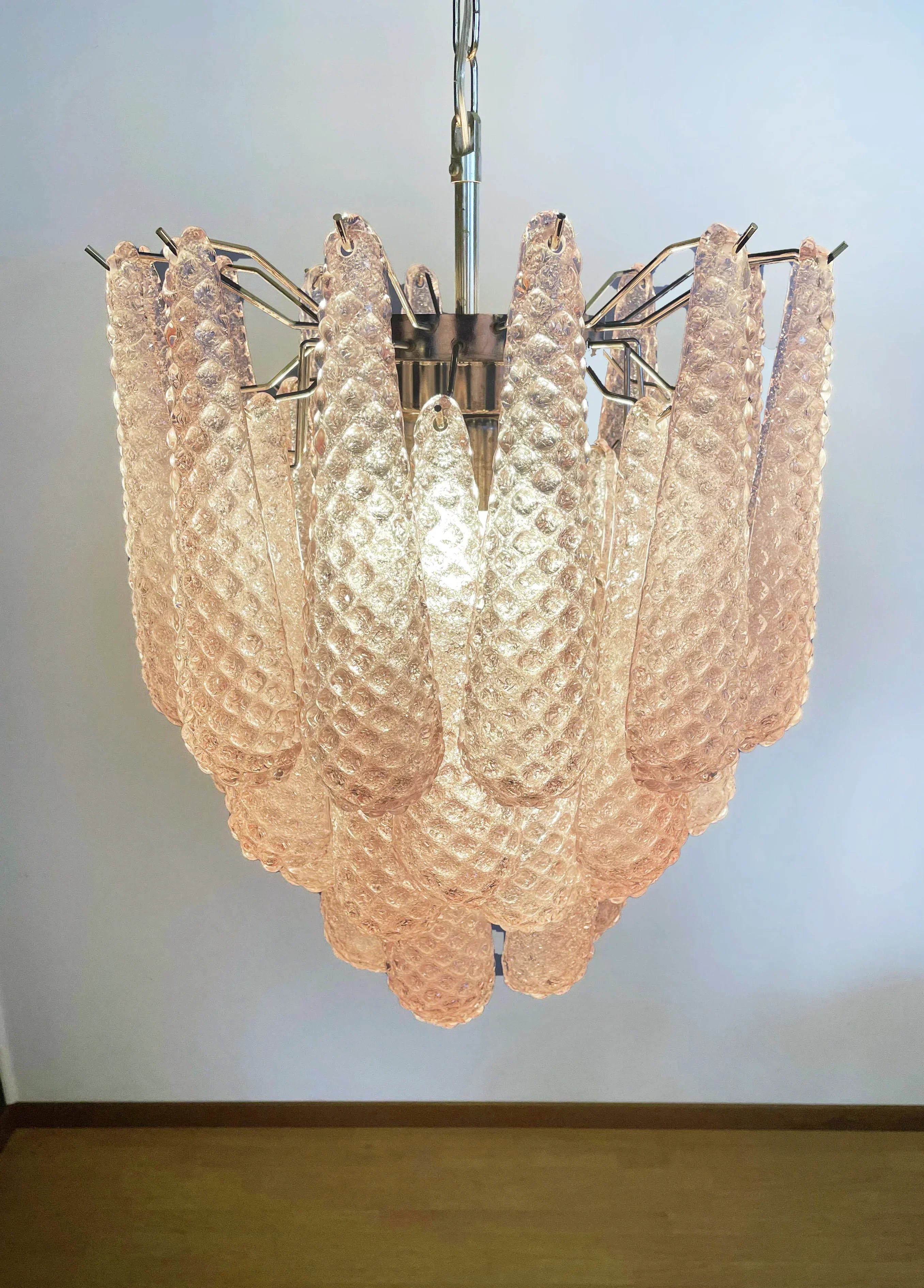 mid-century-modern-pink-glass-petal-pendant-light-vintage-murano-style-chandelier