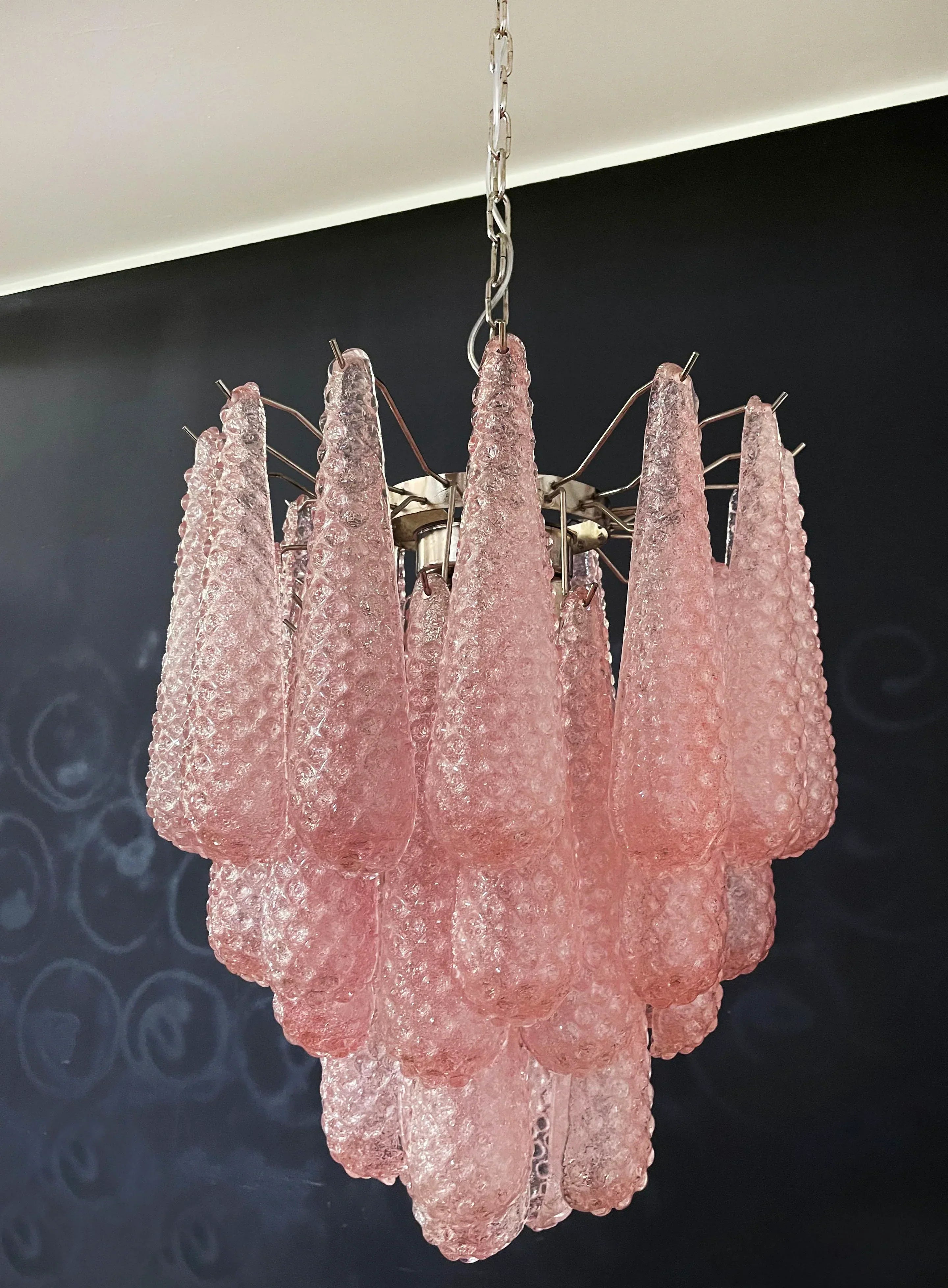 mid-century-modern-pink-glass-petal-pendant-light-vintage-murano-style-chandelier