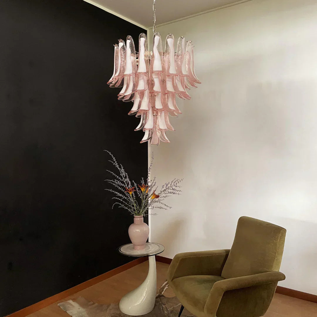 mid-century-modern-pink-murano-glass-petals-chandelier-luxury-vintage-art-deco-pendant-light