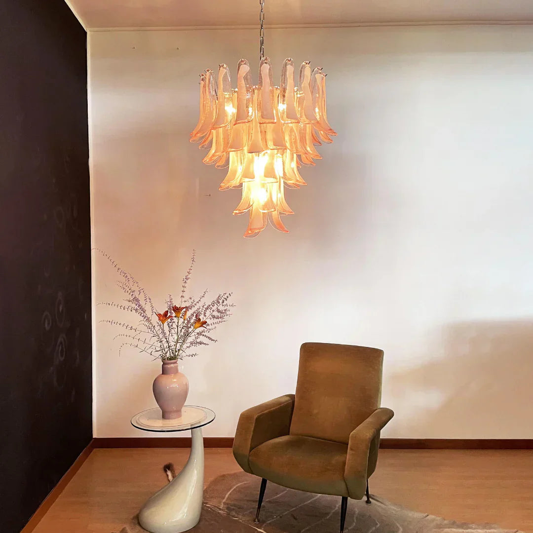 mid-century-modern-pink-murano-glass-petals-chandelier-luxury-vintage-art-deco-pendant-light