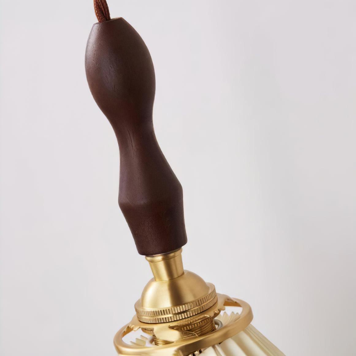Mid Century Modern Pleated Wall Sconce Walnut Wood and Brass Lamp Set of Two