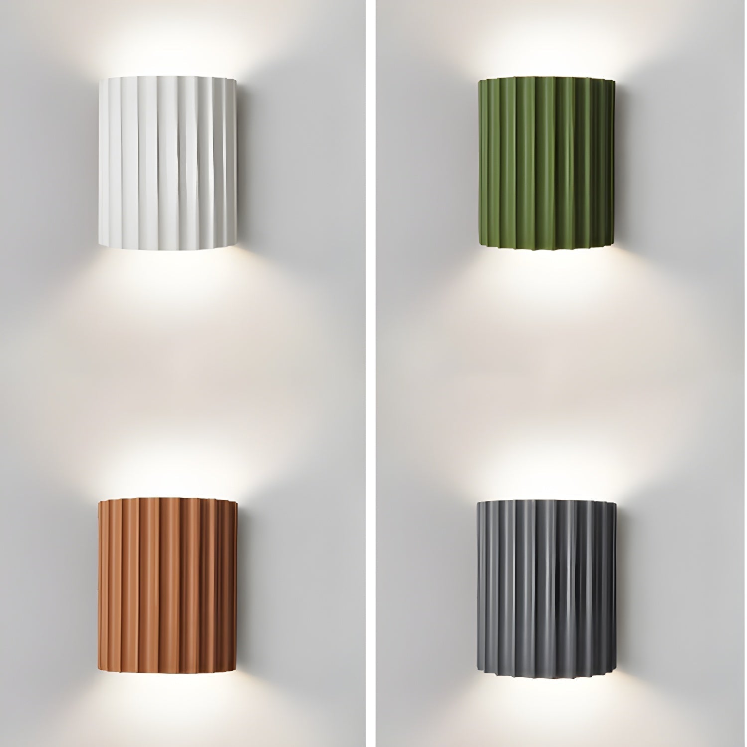 Mid Century Modern Ribbed Resin Wall Sconce Light for Living Room and Bedroom