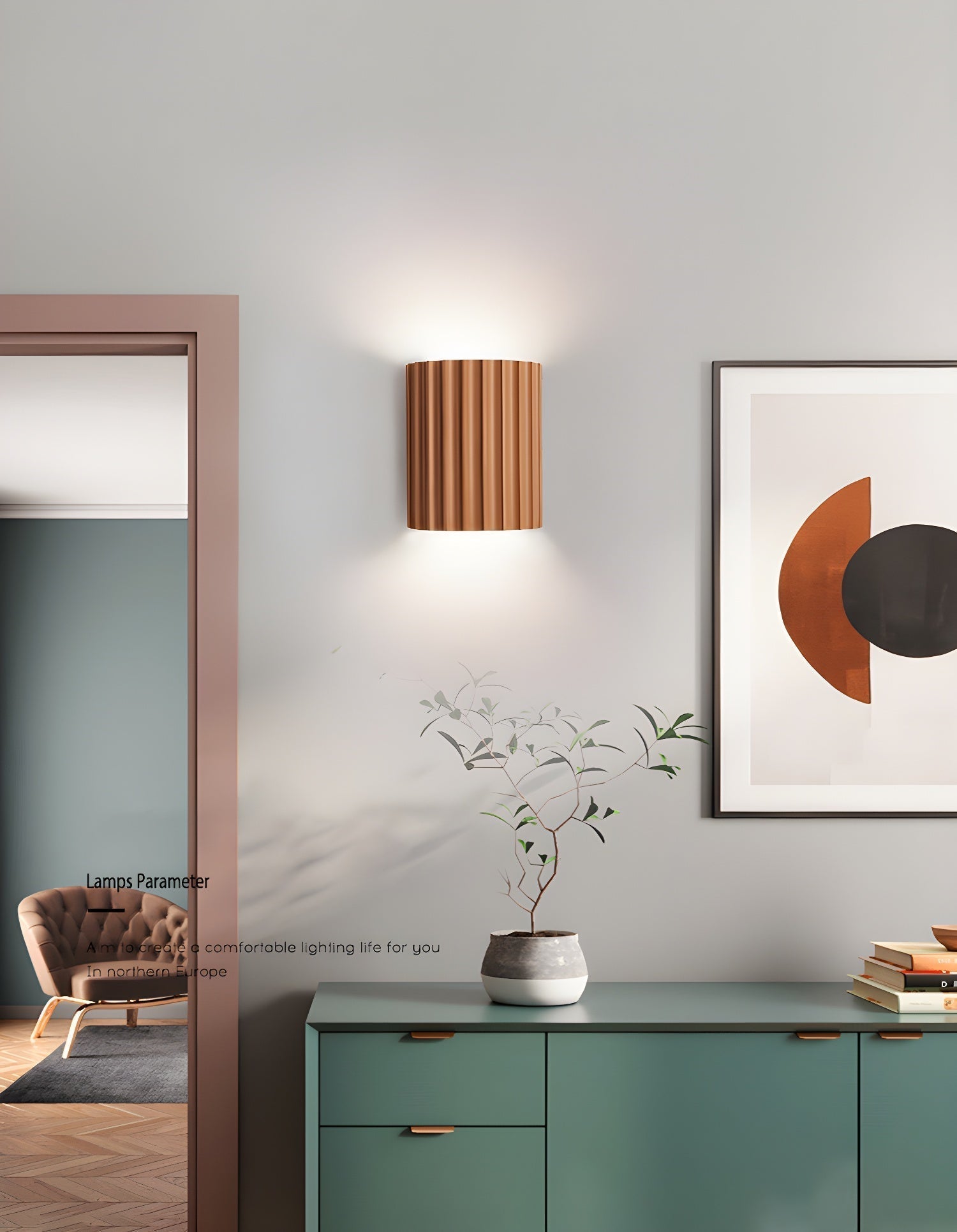 Mid Century Modern Ribbed Resin Wall Sconce Light for Living Room and Bedroom
