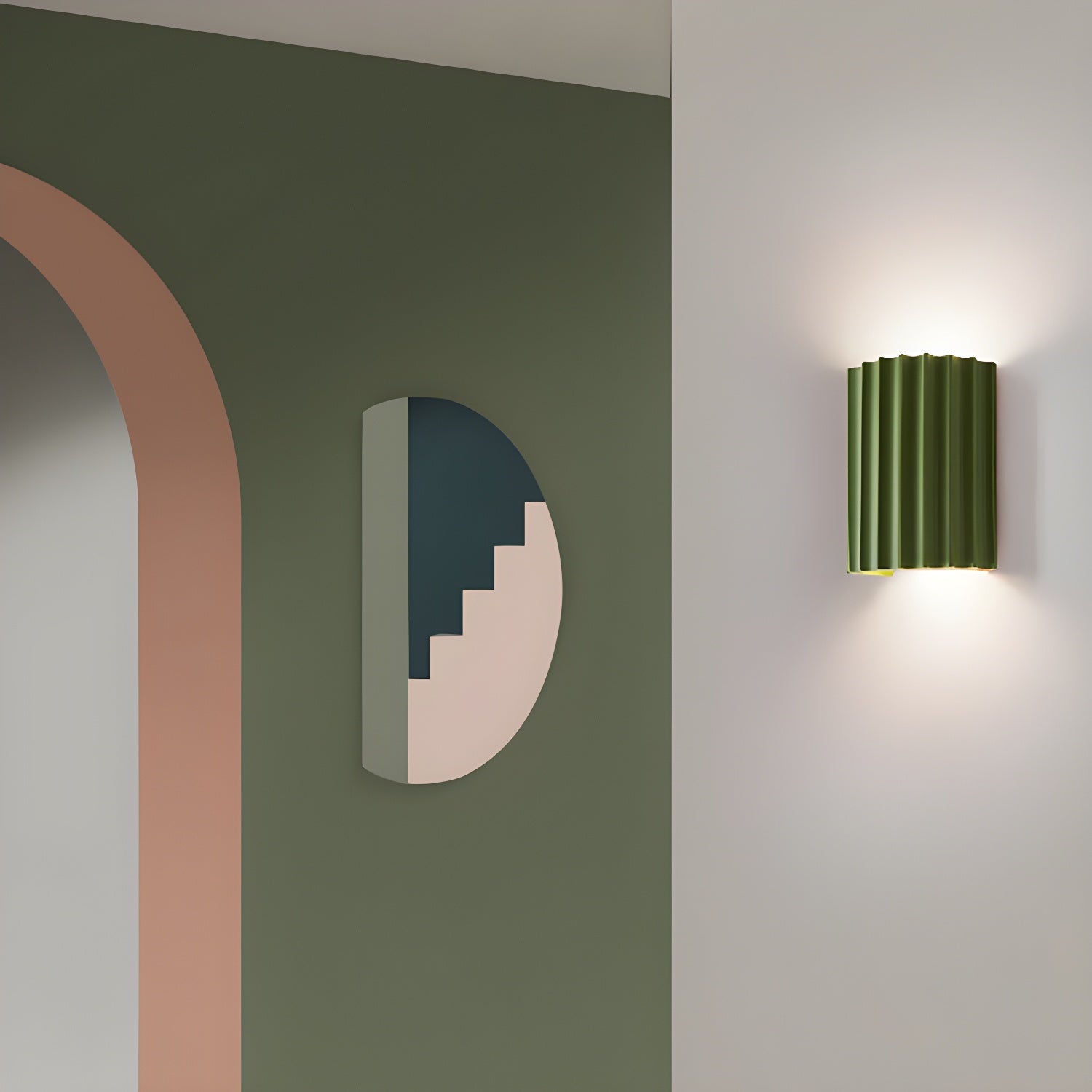 Mid Century Modern Ribbed Resin Wall Sconce Light for Living Room and Bedroom