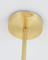 Mid Century Modern Sphere and Stem Chandelier with White Glass Globes and Brass Finish