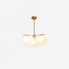 Mid Century Modern Sphere and Stem Chandelier with White Glass Globes and Brass Finish