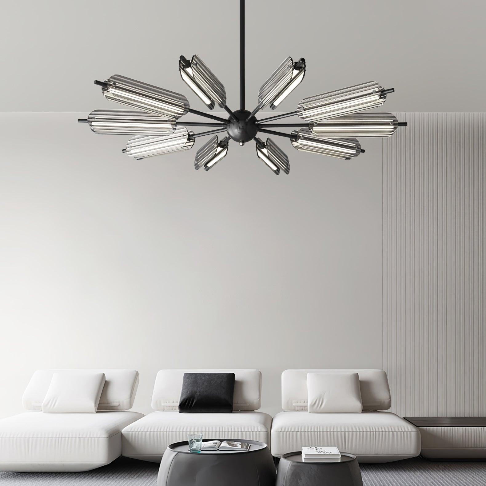 Mid Century Modern Sputnik Brass Chandelier LED Ceiling Light for Contemporary Interiors