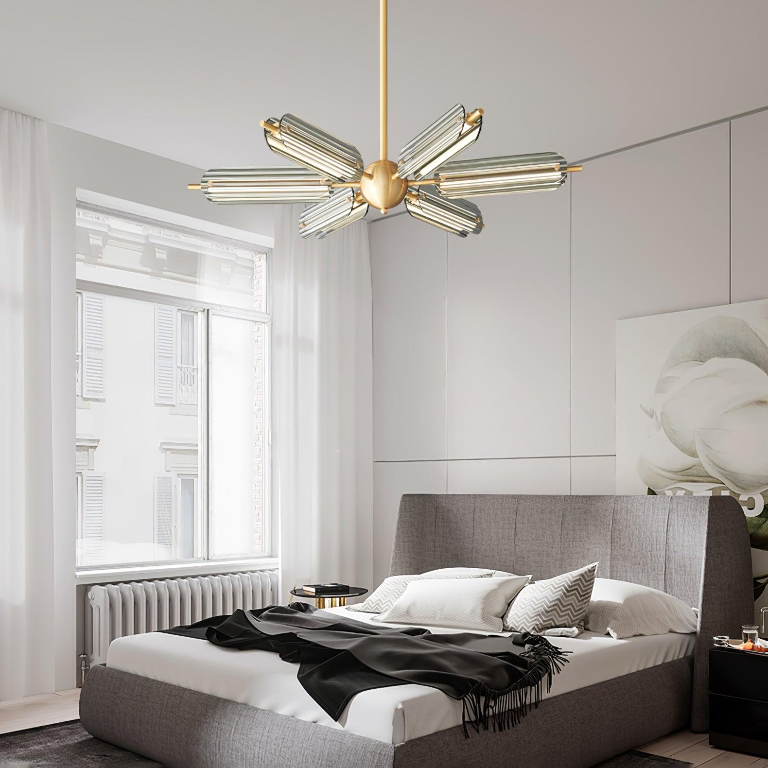 Mid Century Modern Sputnik Brass Chandelier LED Ceiling Light for Contemporary Interiors