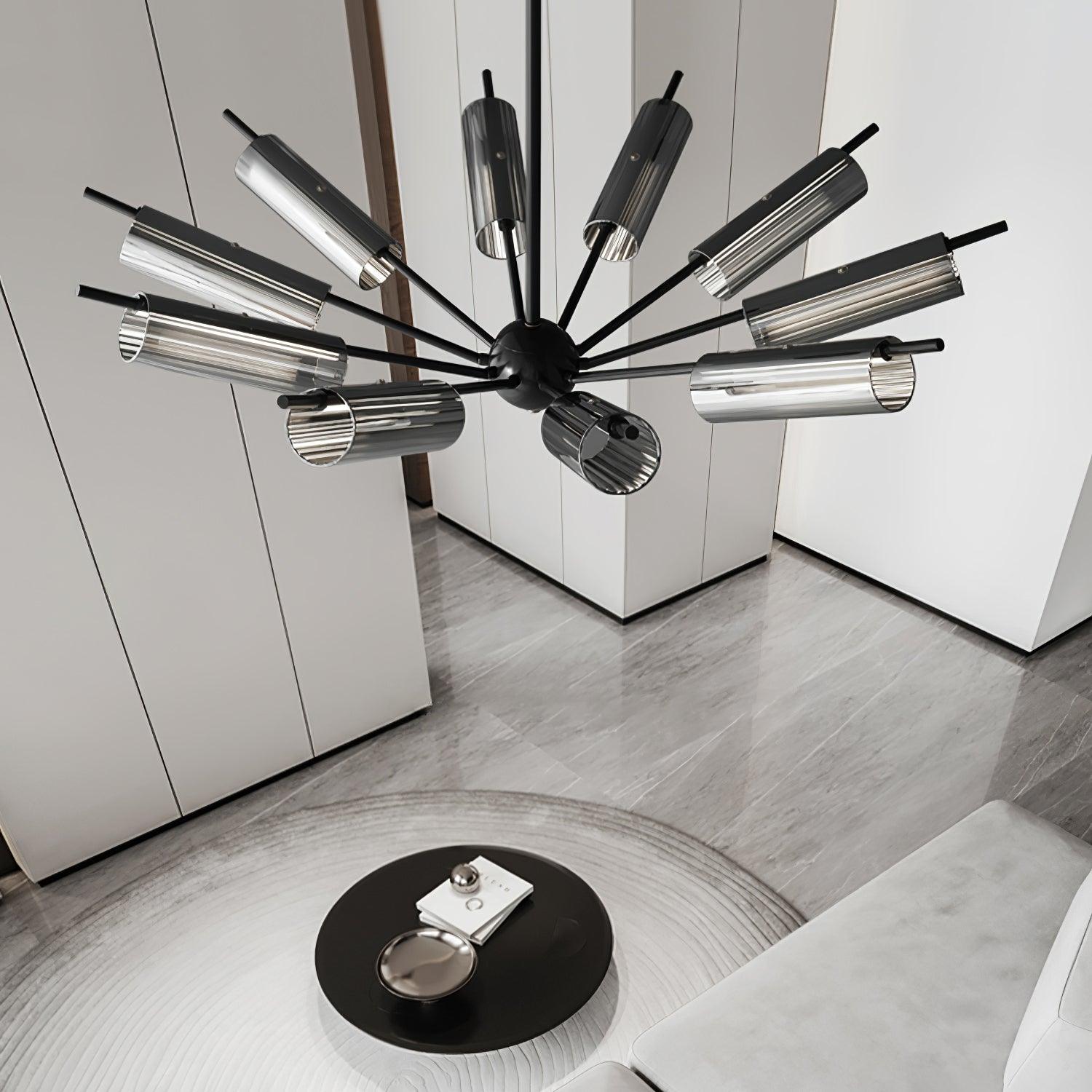 Mid Century Modern Sputnik Brass Chandelier LED Ceiling Light for Contemporary Interiors